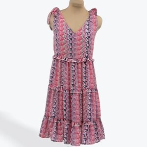 Simply‎ Southern Women's Pink Palm Print Tiered Mini Dress Cute Summer